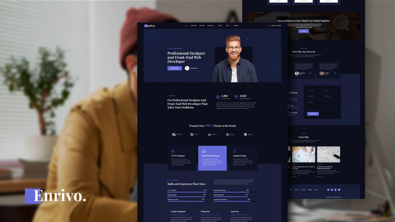 Enrivo – portfolio elementor template kit