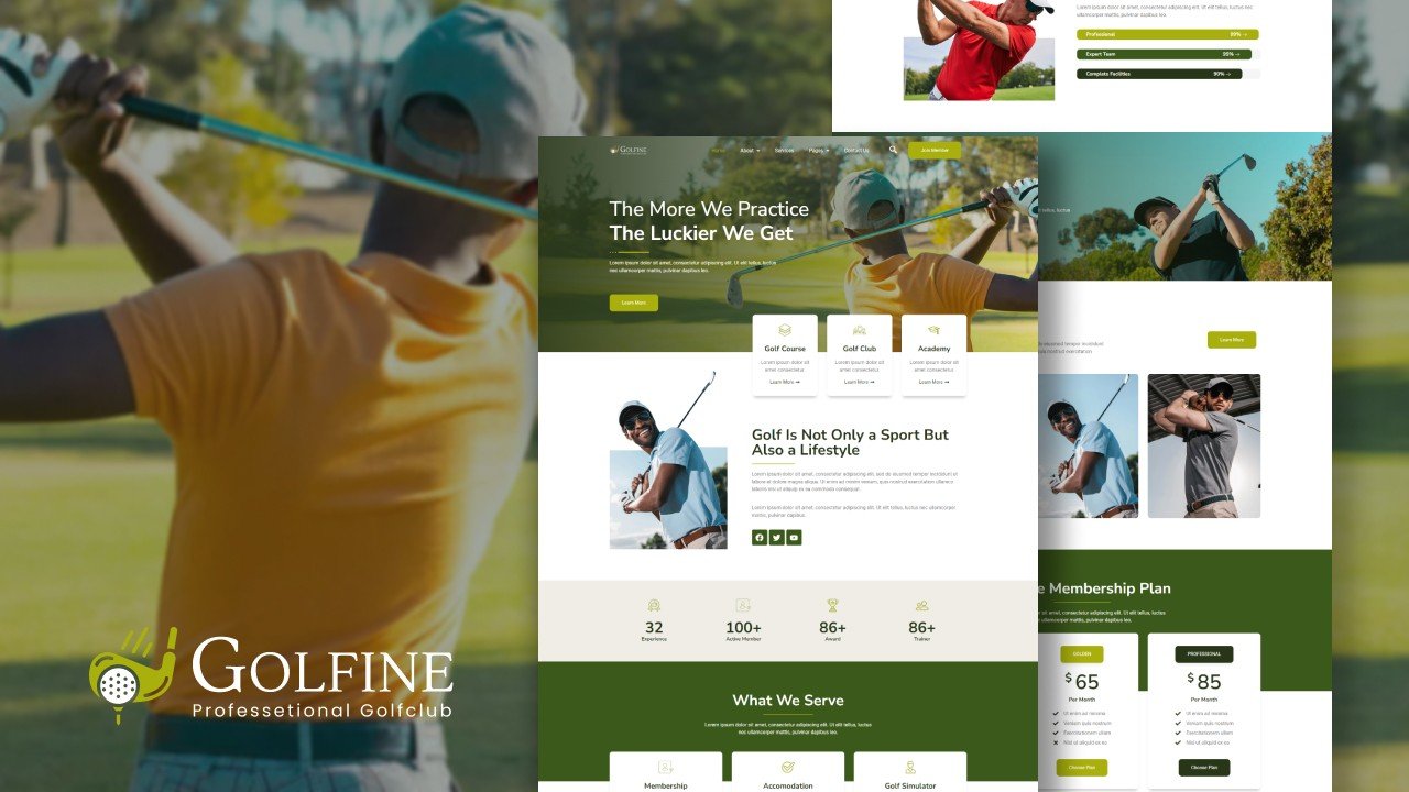 Golfine  – sports wordpress premium elementor templates kit