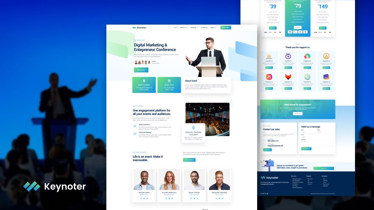 Keynoter – event of keynote speakers elementor template kit