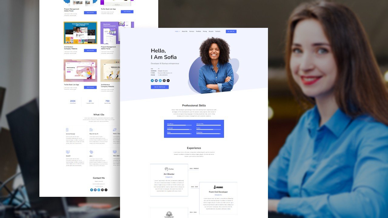 Sofia – portfolio wordpress elementor template kit