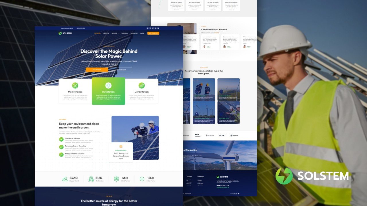 Solstem – solar energy service elementor template kit