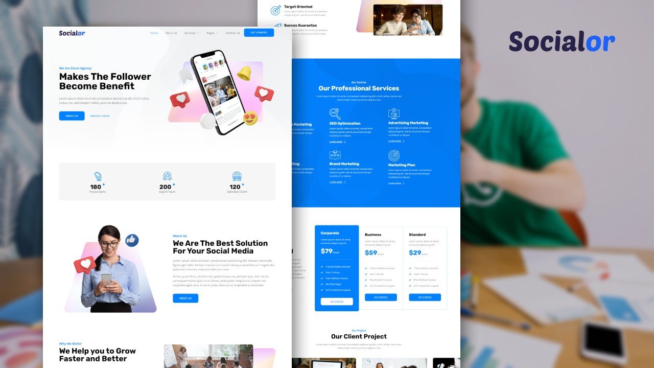 Socialor – digital agency elementor template kit