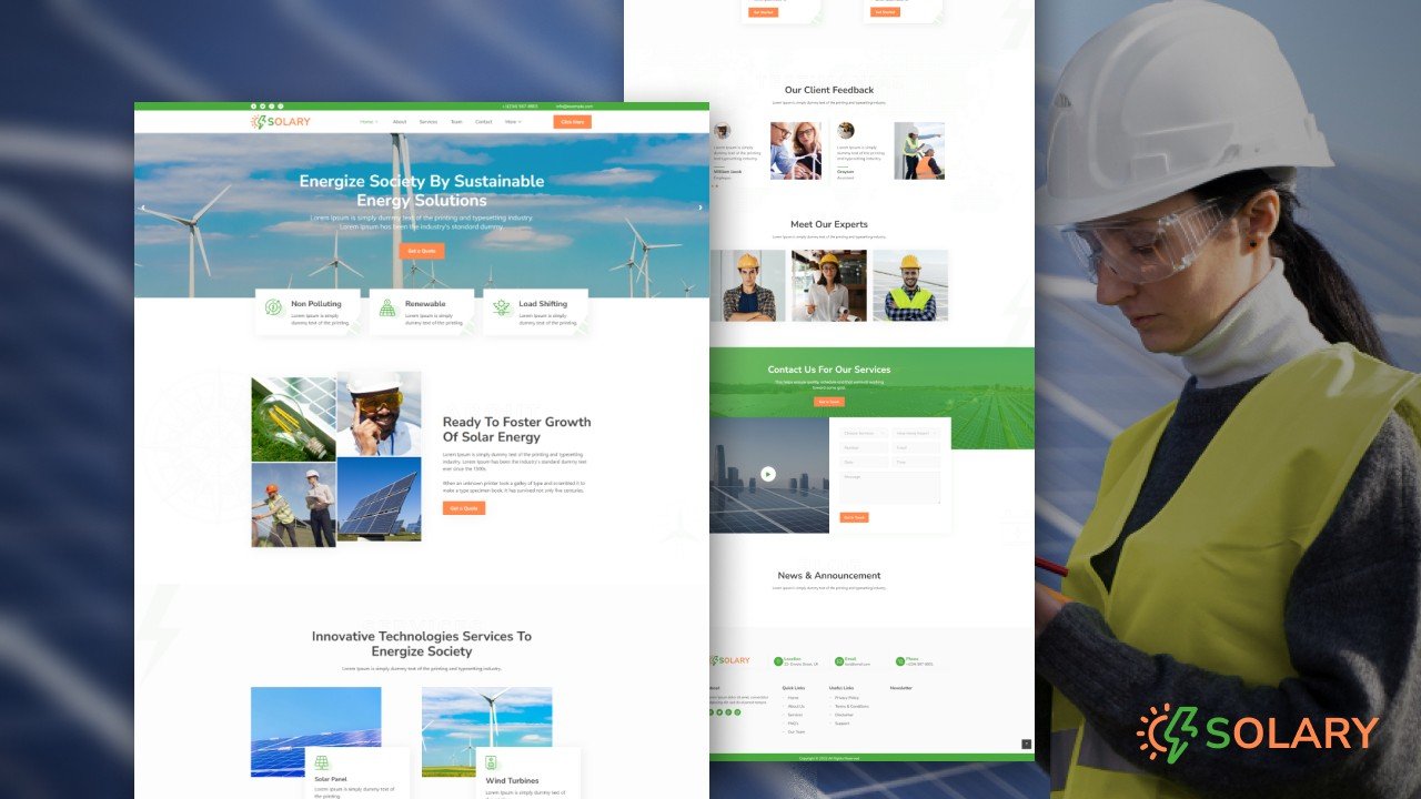 Solary – Solar Energy Services Elementor Template Kit