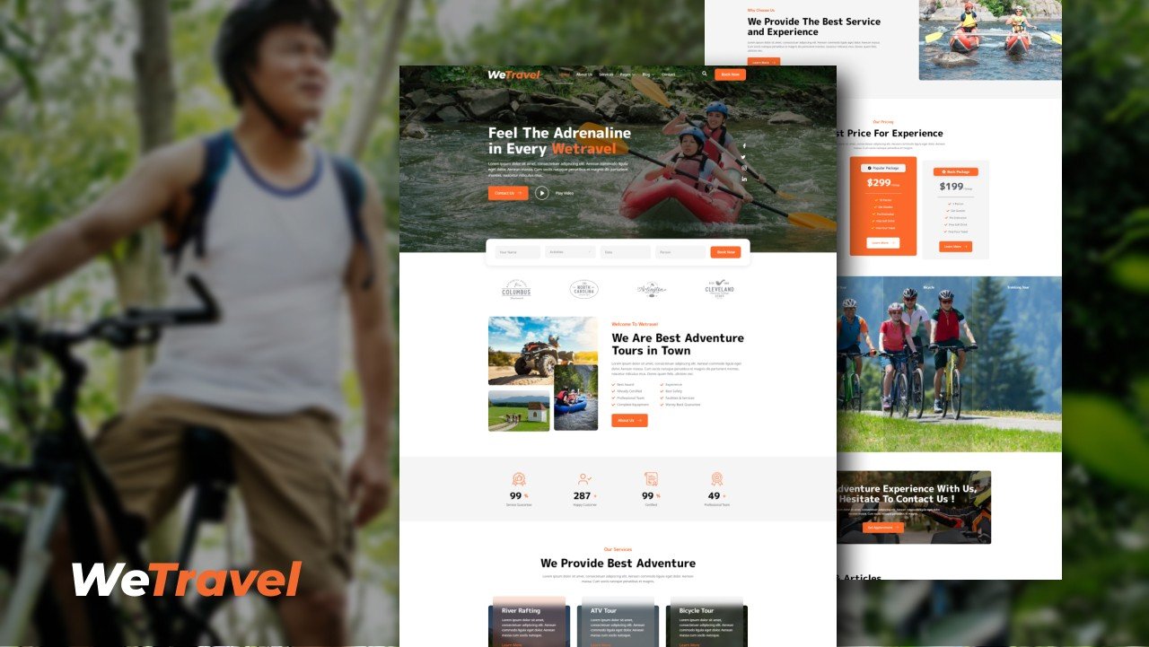 Wetravel – tour travel wordpress elementor template kit