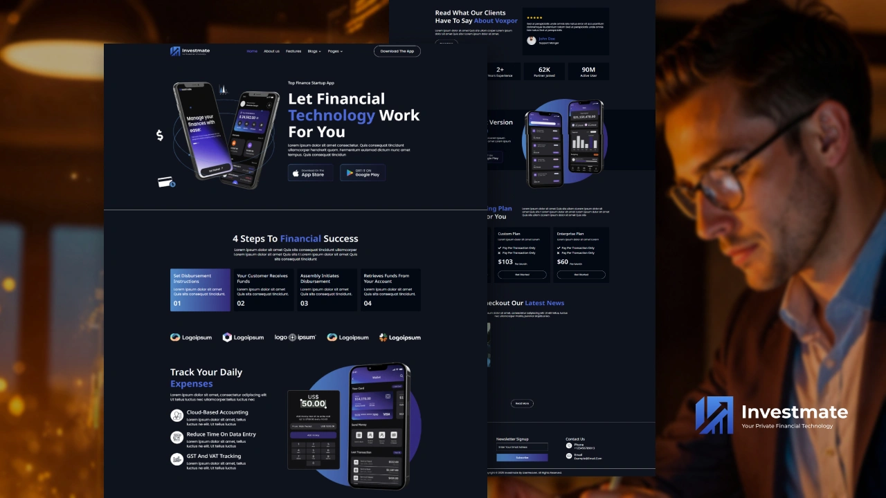Investmate – Finance & Business Startup Elementor Template Kit