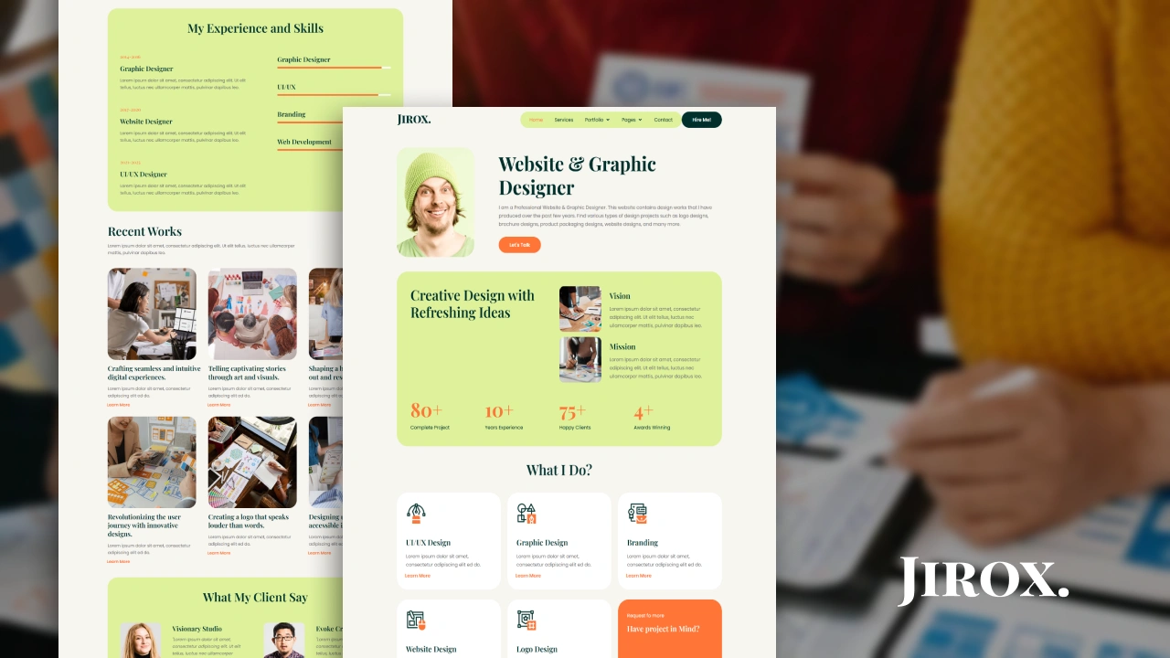 Jirox – Website & Graphic Designer Portfolio Elementor Pro Kit